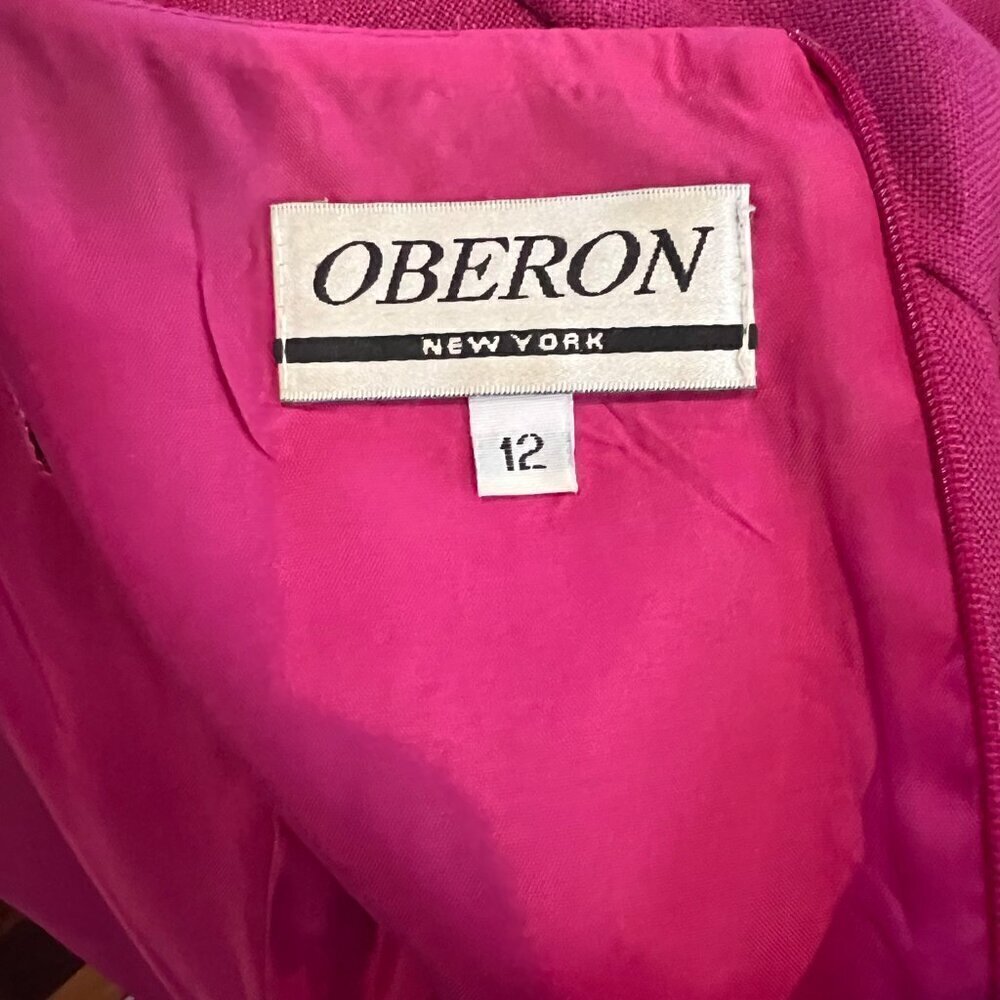 Women's Oberon Fuchsia Linen Classy midi length Dress, Size 12 - Picture 8 of 11
